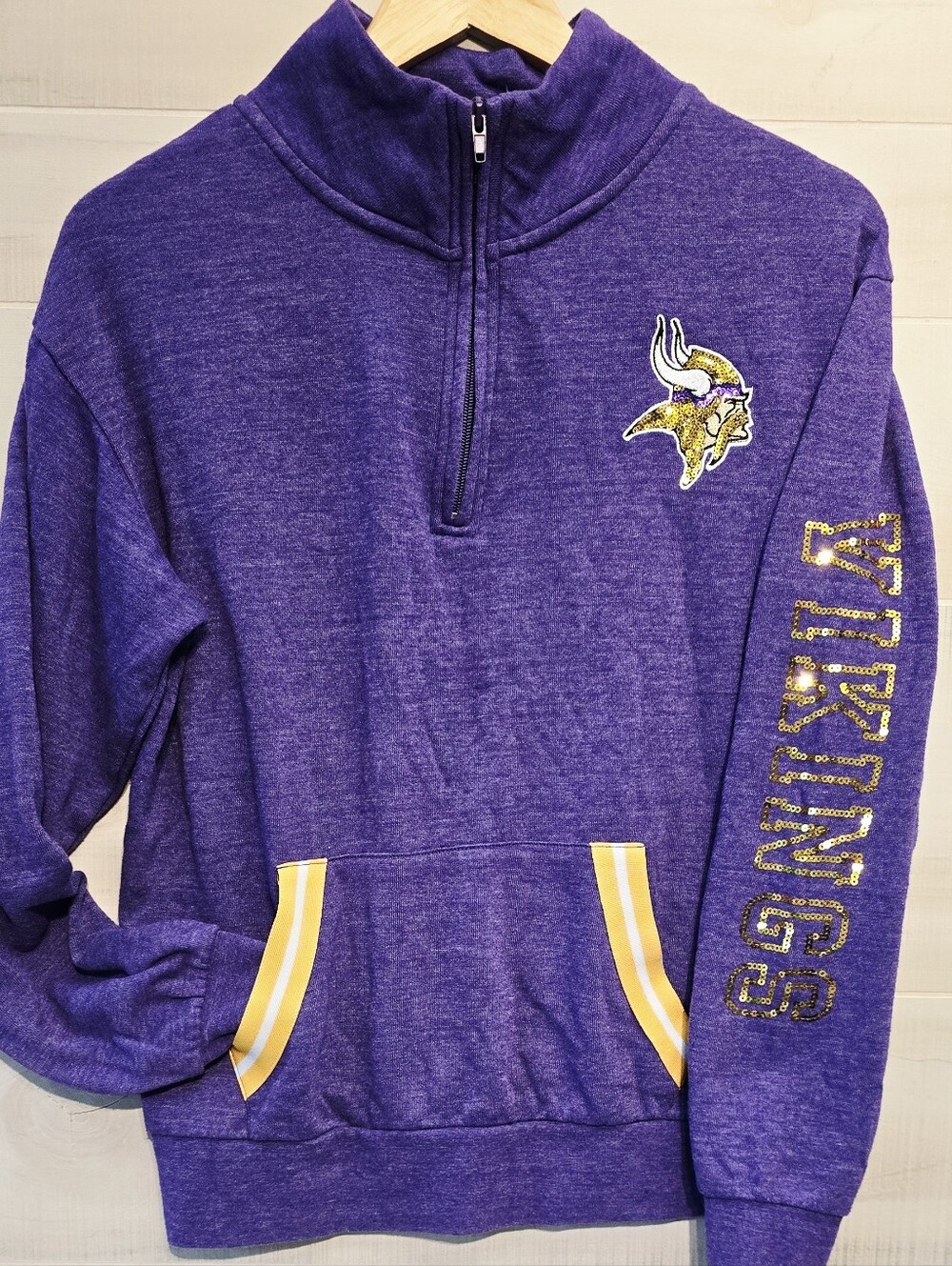 {S} NFL Minnesota Vikings Team Jacket Sequins Logo Sleeve